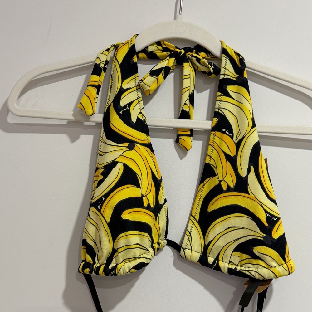 VS Pink Banana Print Halter Bikini (Top Only) NWT